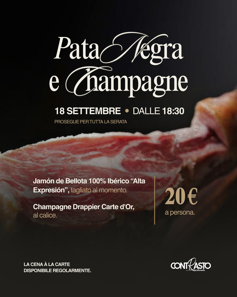Pata Negra e Champagne, venerdì 18 settembre dalle 18:30 da Contrasto